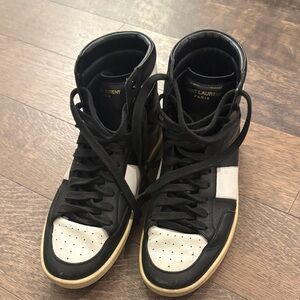 Saint Laurent Black and White Leather Sneakers